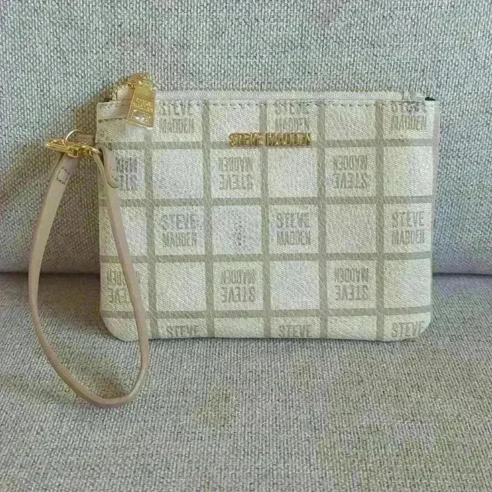 Cream and Tan Steve Madden Wristlet
